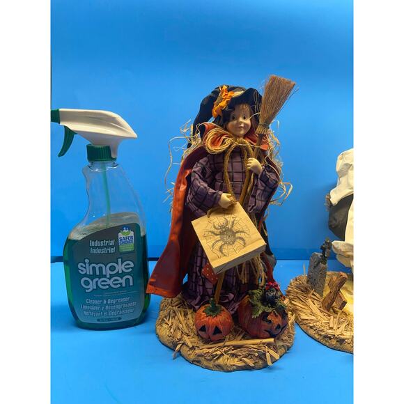 Vintage Halloween Fabric Mache Figurines Statues Decor Holiday Ghost Witch 12" - Picture 11 of 12